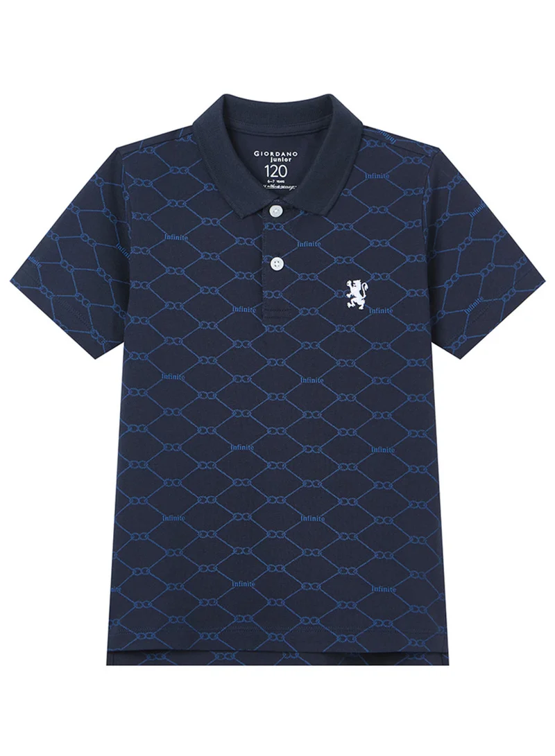 جيوردانو Kid's Slim Pique Polo with Pattern Print & Embroidery